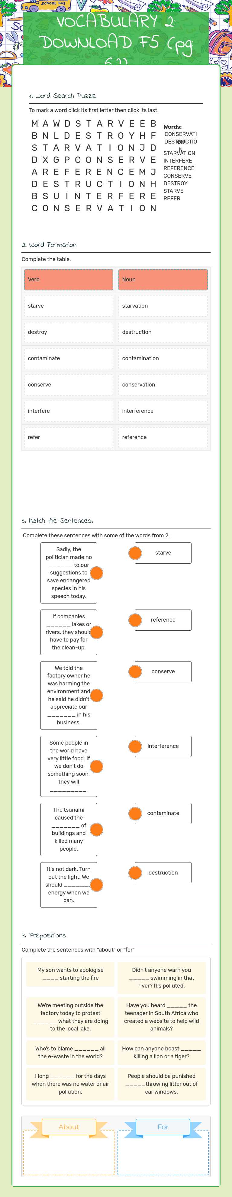 VOCABULARY 2: DOWNLOAD F5 (pg: 62) worksheet preview image