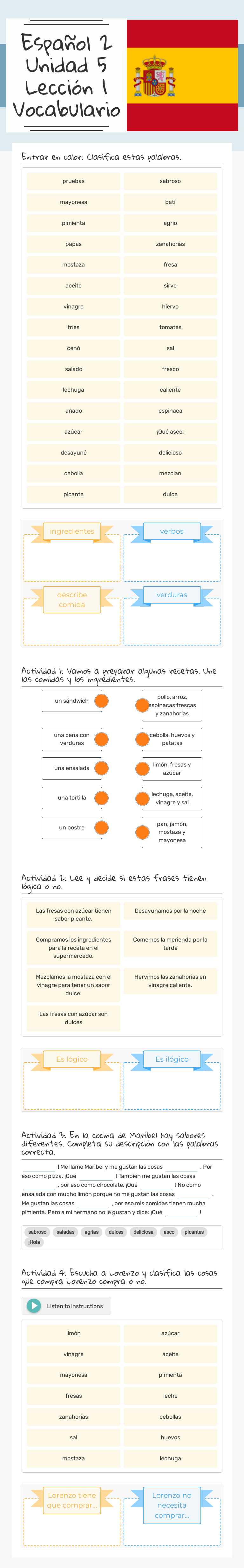 Español 2 Unidad 5 Lección 1 
Vocabulario worksheet preview image