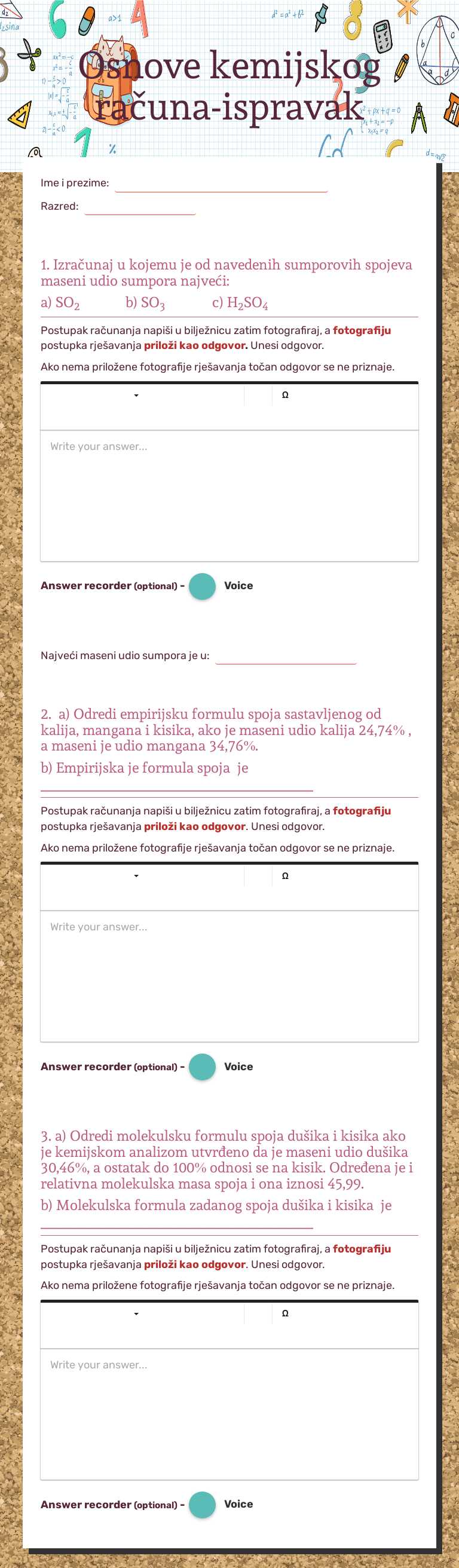 Osnove kemijskog računa-ispravak worksheet preview image
