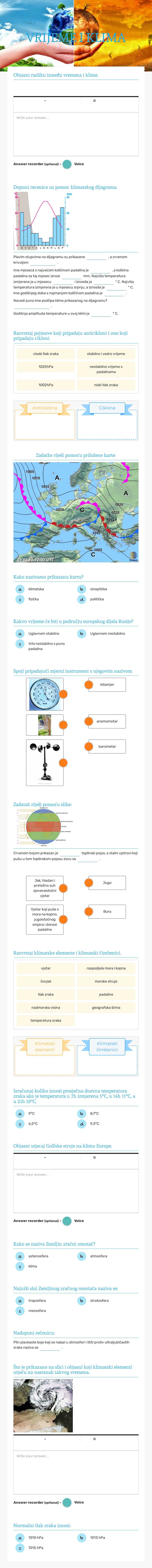 VRIJEME I KLIMA worksheet preview image