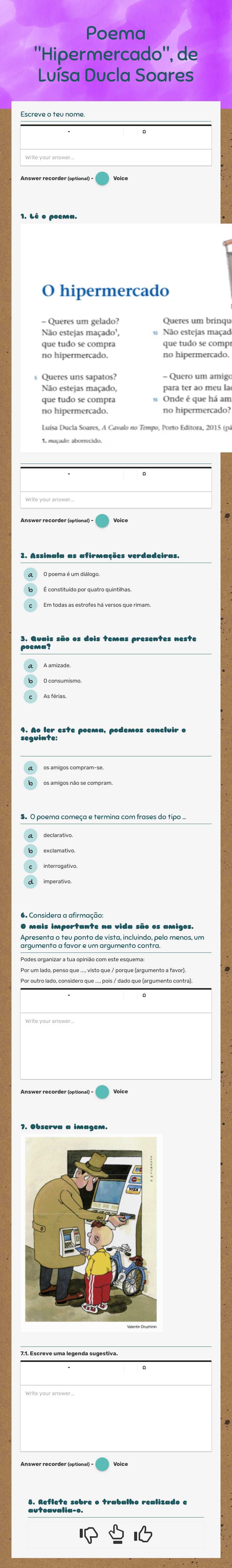 Poema "Hipermercado", de Luísa Ducla Soares worksheet preview image