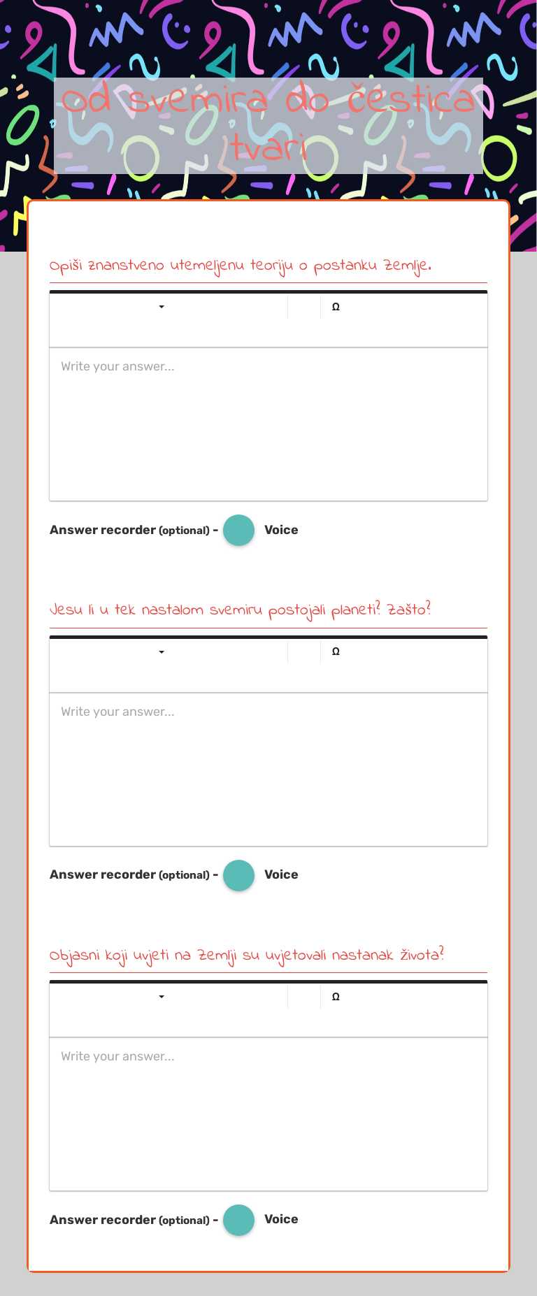 Od svemira do čestica tvari Grade 6 worksheet preview