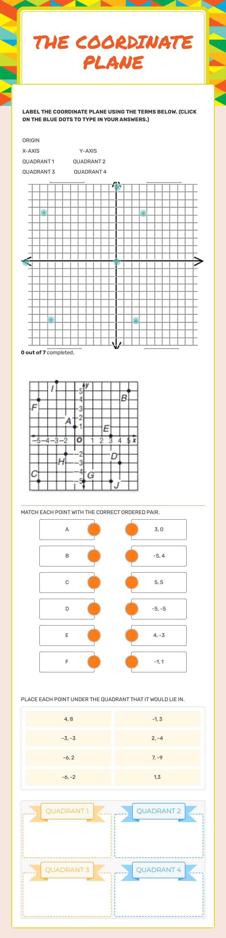 the coordinate plane worksheet preview image