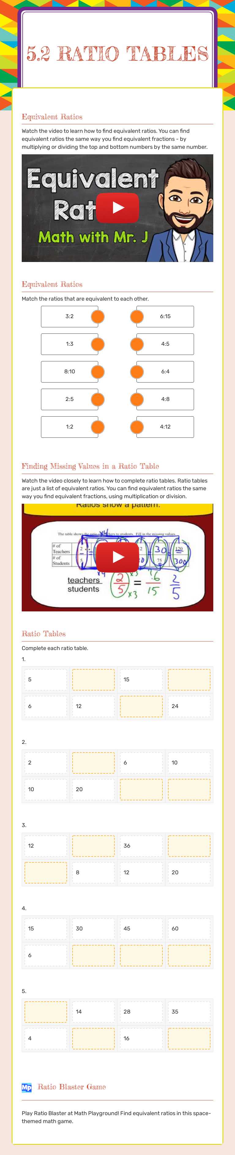 5.2 Ratio
Tables worksheet preview image