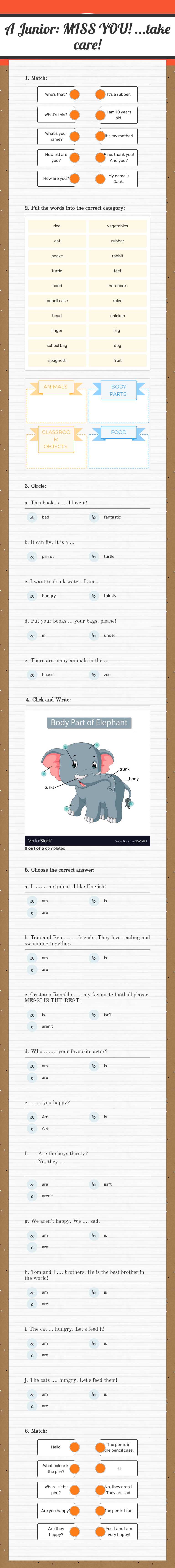 A Junior:
MISS YOU!    ...take care! Grade 1 worksheet preview