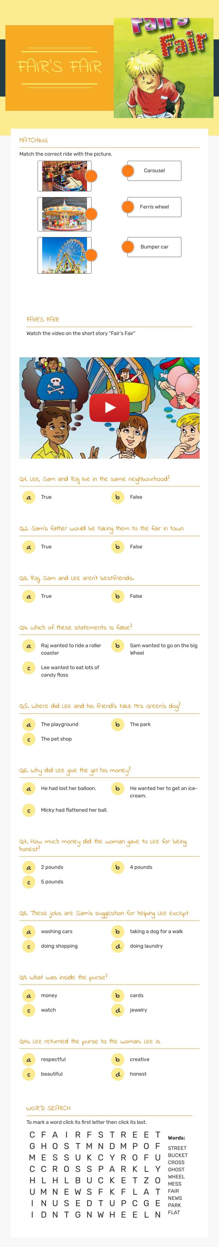 FAIR'S FAIR worksheet preview image
