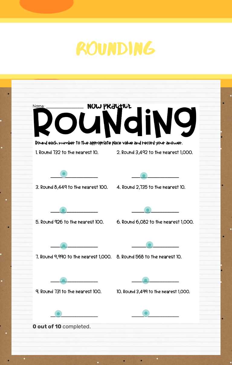 rounding worksheet preview image