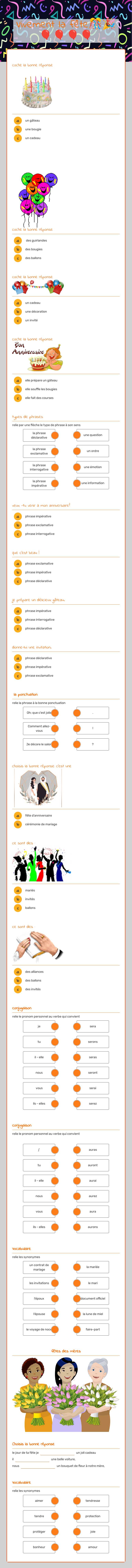 Vivement la fête🎊🎉🎈🎈🎈🎈 worksheet preview image