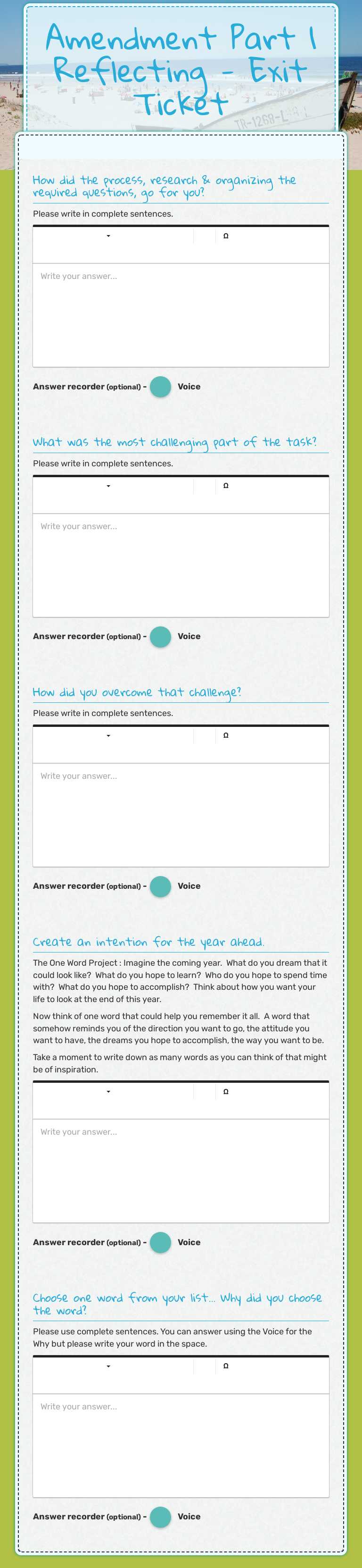 Amendment Part 1 Reflecting - Exit Ticket worksheet preview image