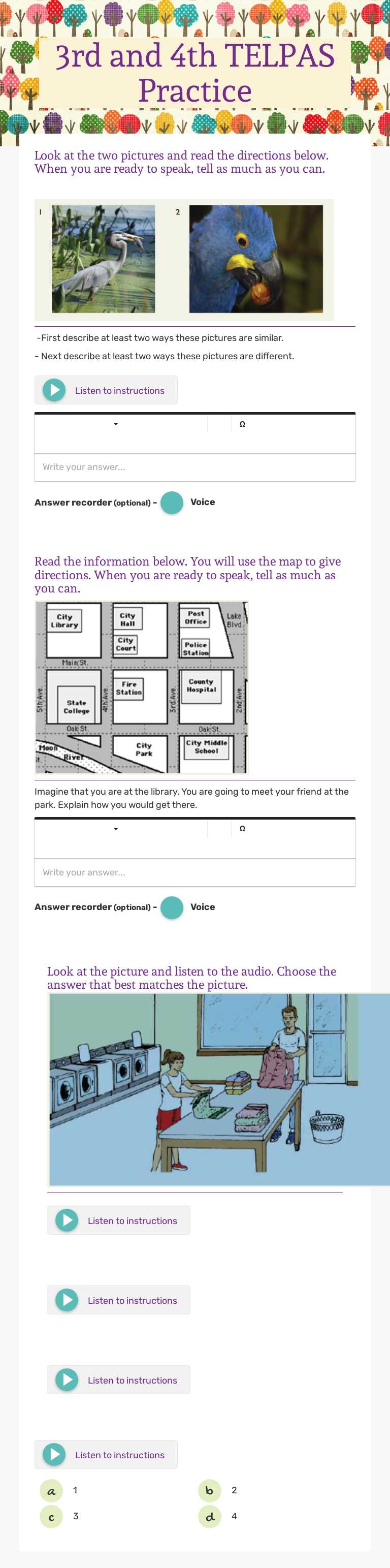 3rd and 4th                        TELPAS  Practice worksheet preview image