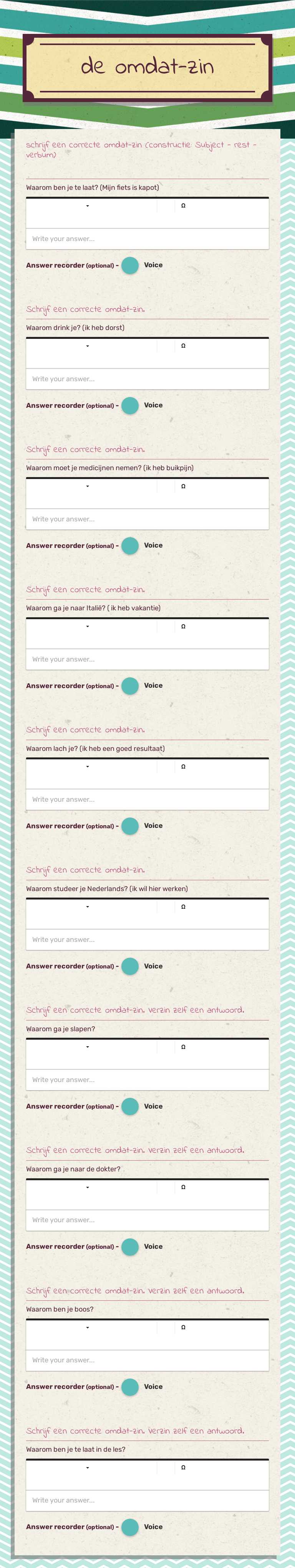 de omdat-zin worksheet preview image
