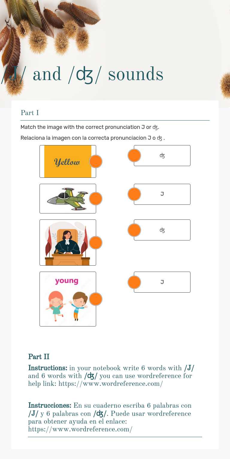 /J/ and /ʤ/ sounds worksheet preview image