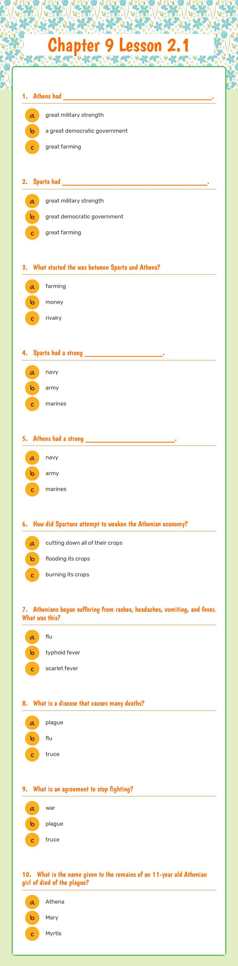 Chapter 9 Lesson 2.1 worksheet preview image