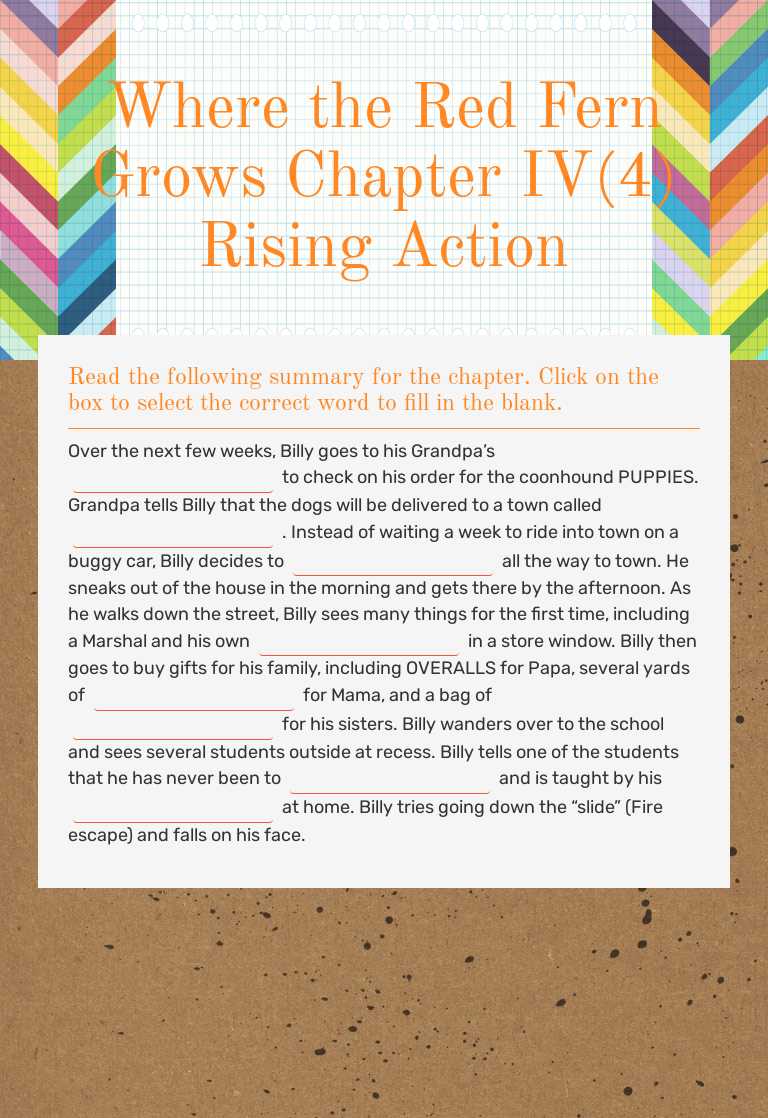Where the Red Fern 
       Grows Chapter IV(4)
Rising Action worksheet preview image