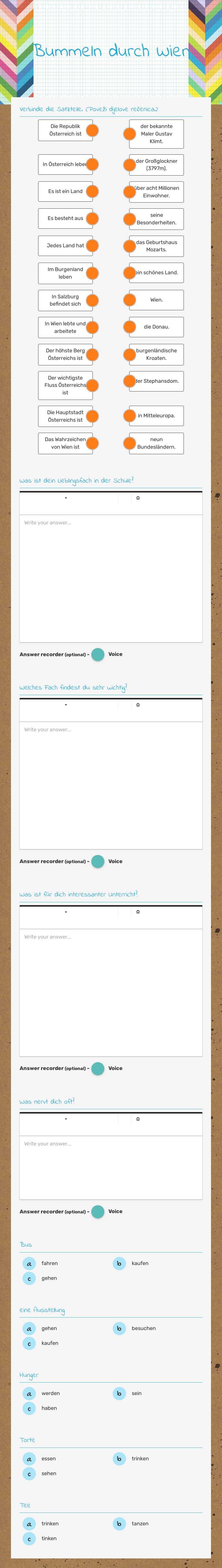 Bummeln durch Wien worksheet preview image