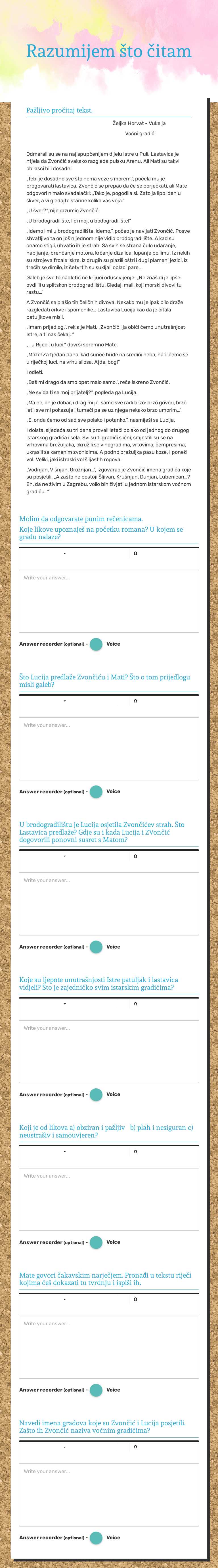 Razumijem što čitam worksheet preview image