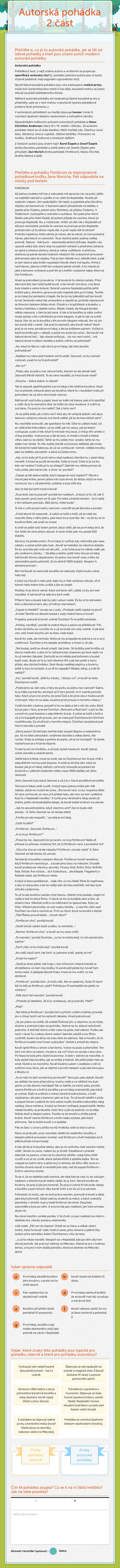 Autorská pohádka 2.část worksheet preview image
