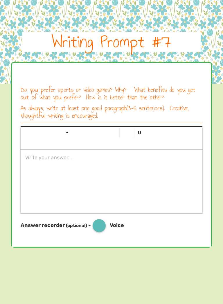 Writing Prompt #7 Grade 4 worksheet preview