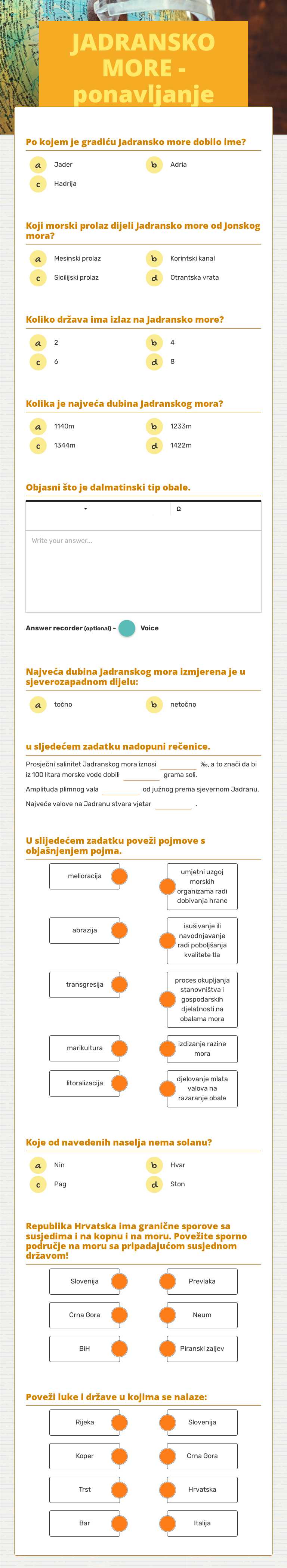JADRANSKO MORE - ponavljanje worksheet preview image