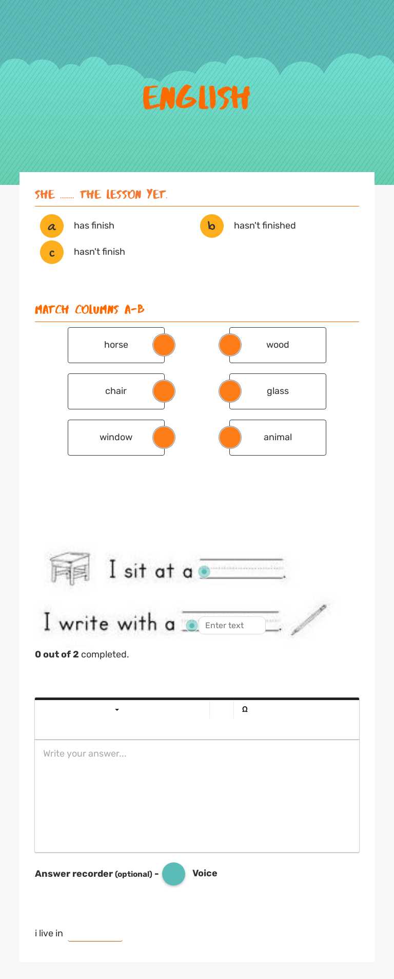 english worksheet preview image