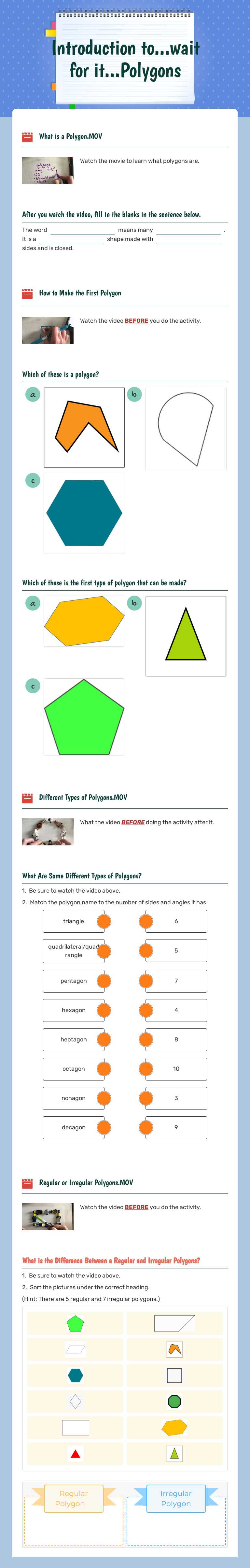 Introduction to...wait for it...Polygons worksheet preview image