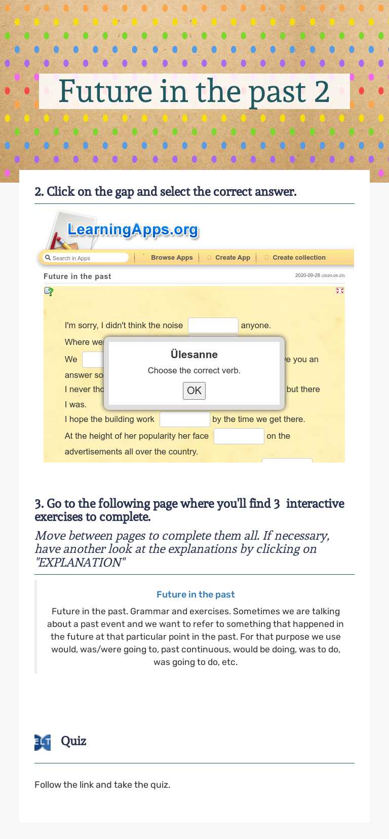 Future in the past 2 worksheet preview image