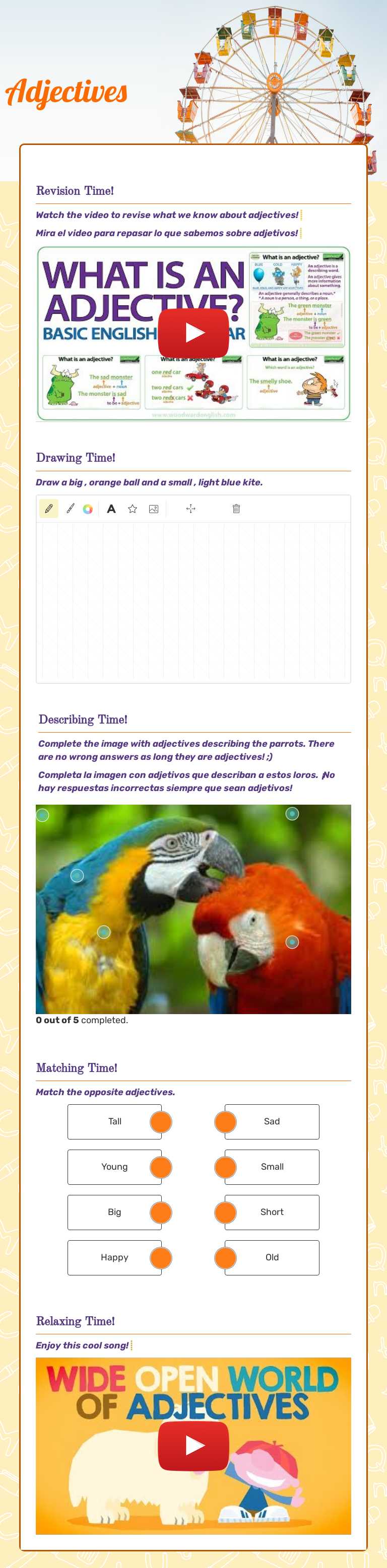Adjectives Preschool worksheet preview