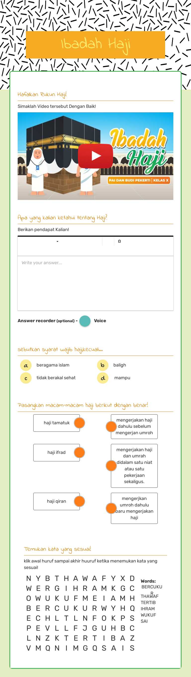 Ibadah Haji worksheet preview image
