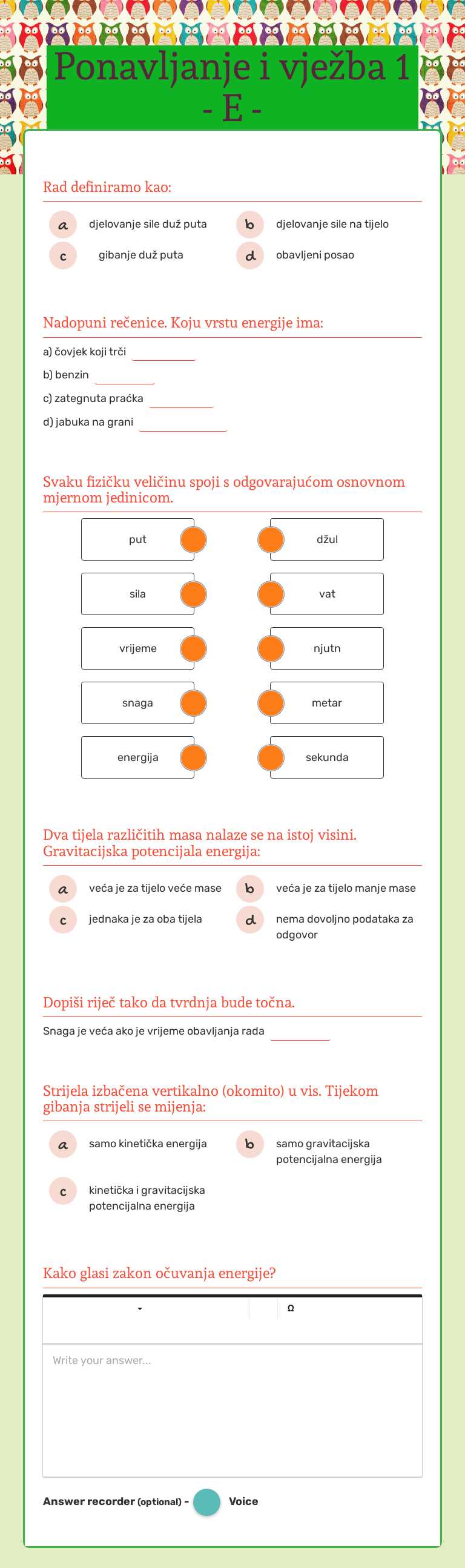 Ponavljanje i vježba 1                           - E - worksheet preview image