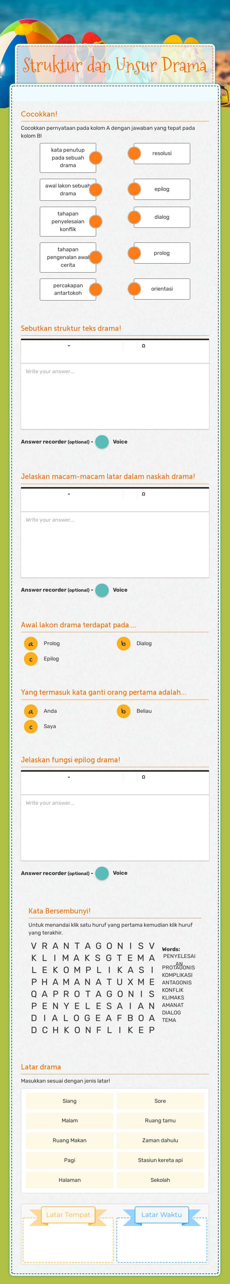 Struktur dan Unsur Drama worksheet preview
