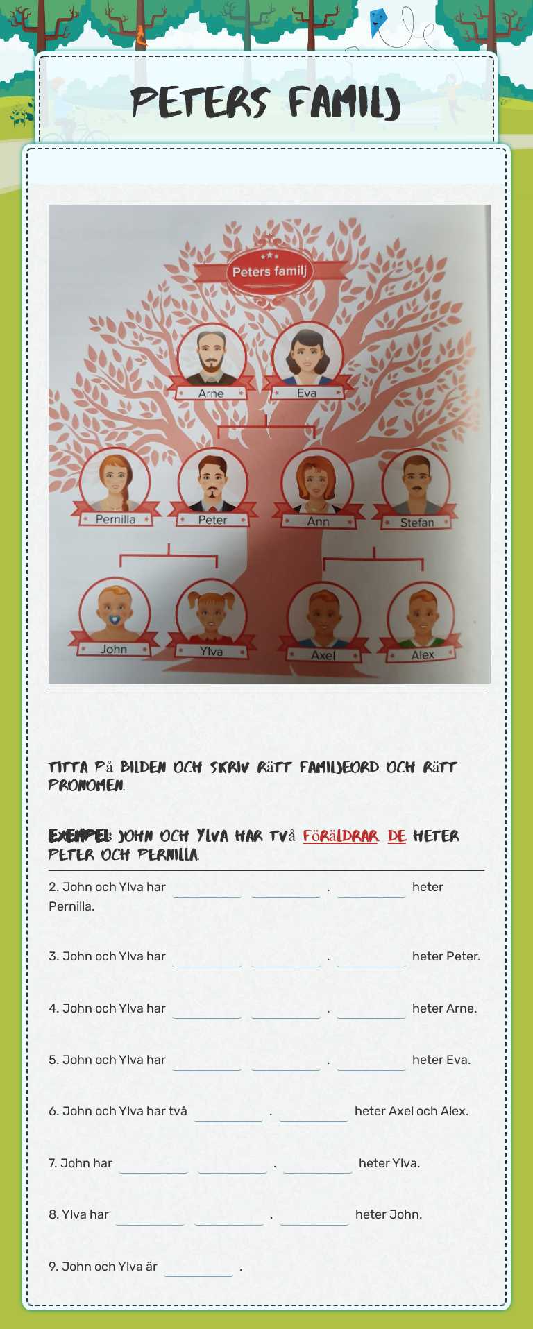 Peters Familj worksheet preview image