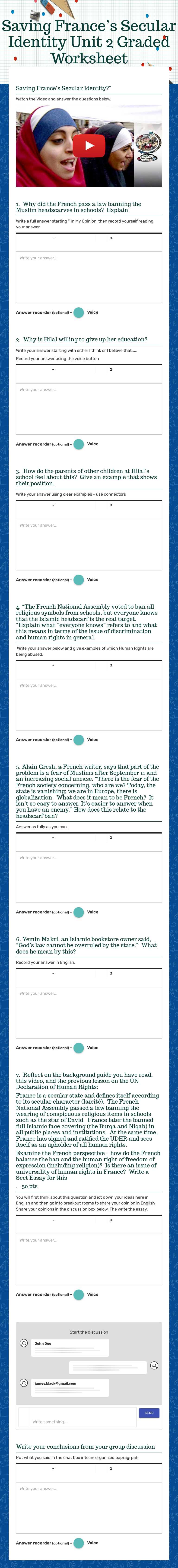 Saving France’s Secular Identity
Unit 2  Graded Worksheet worksheet preview image