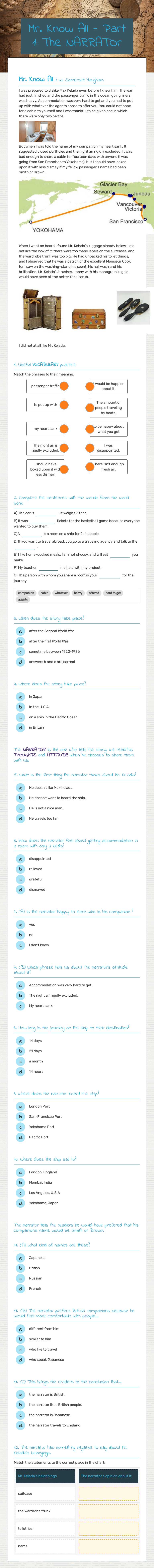 Mr. Know All - Part 1: The NARRATOr worksheet preview image