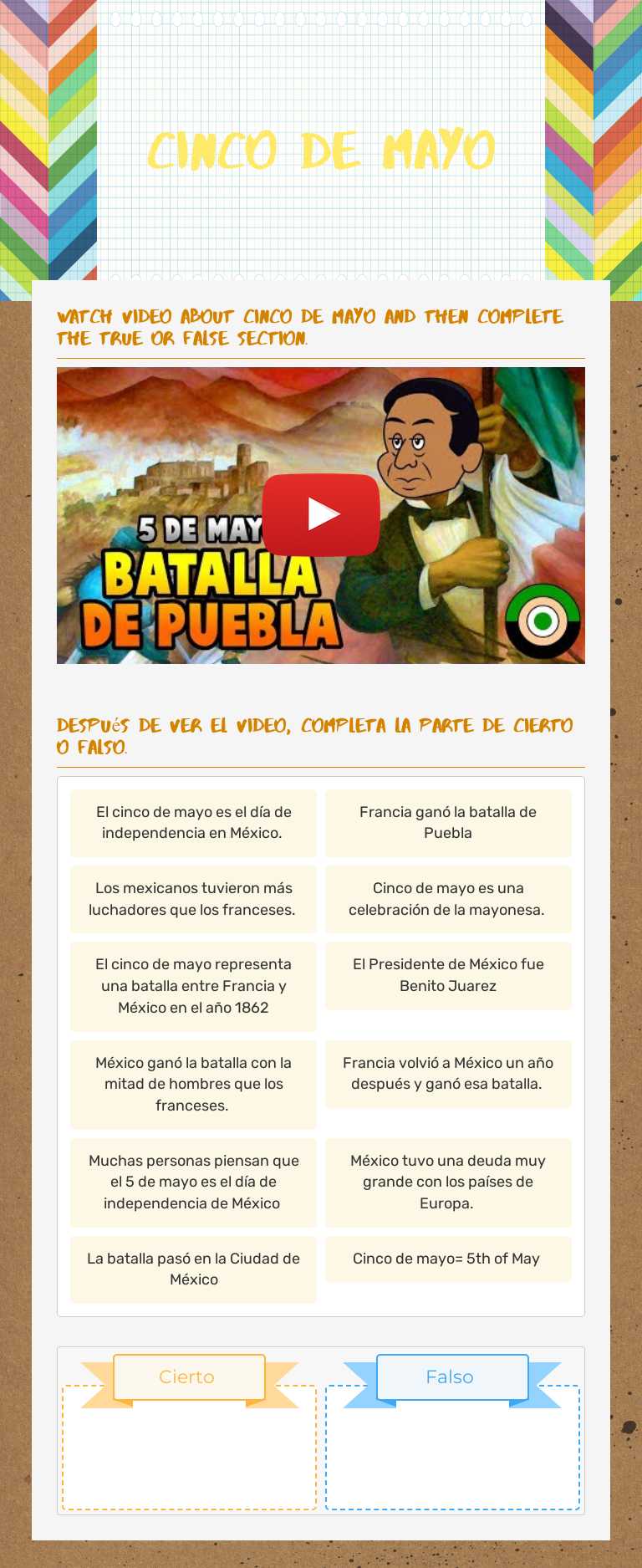 Cinco de Mayo Grade 10 worksheet preview
