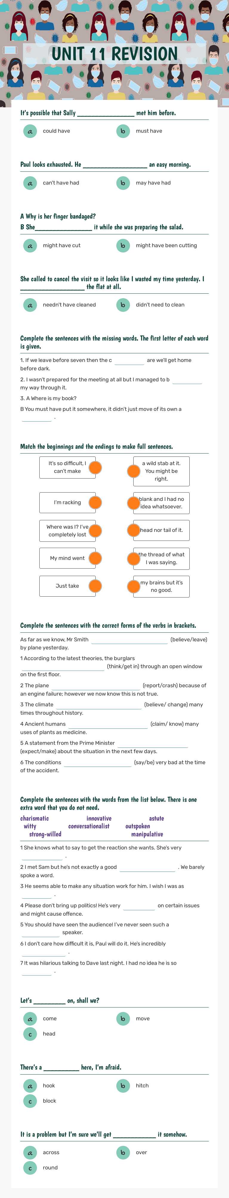 UNIT 11 REVISION worksheet preview image