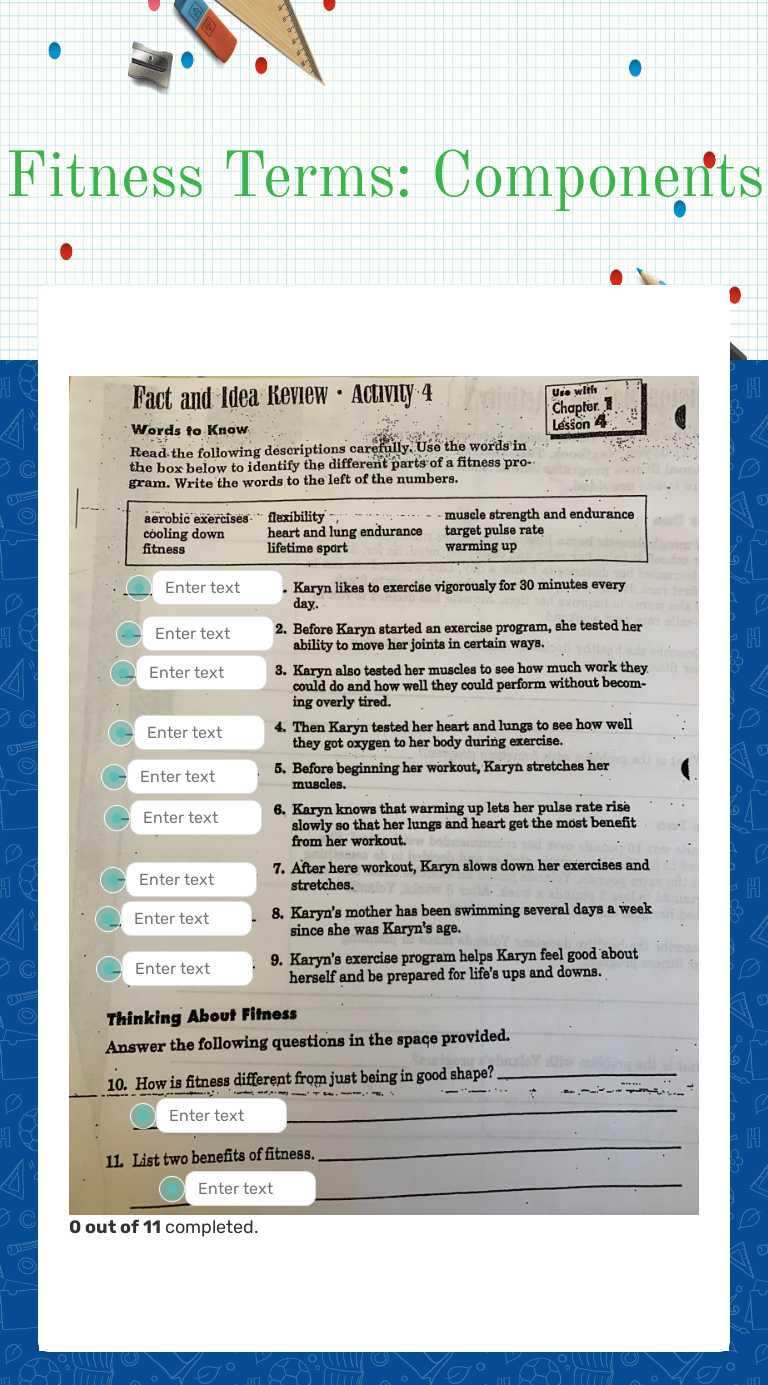 Fitness Terms:
Components worksheet preview image