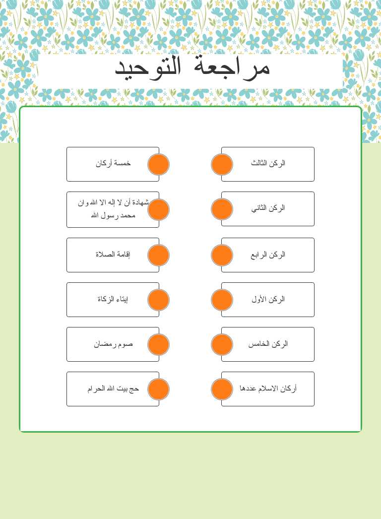 مراجعة التوحيد Grade 3 worksheet preview