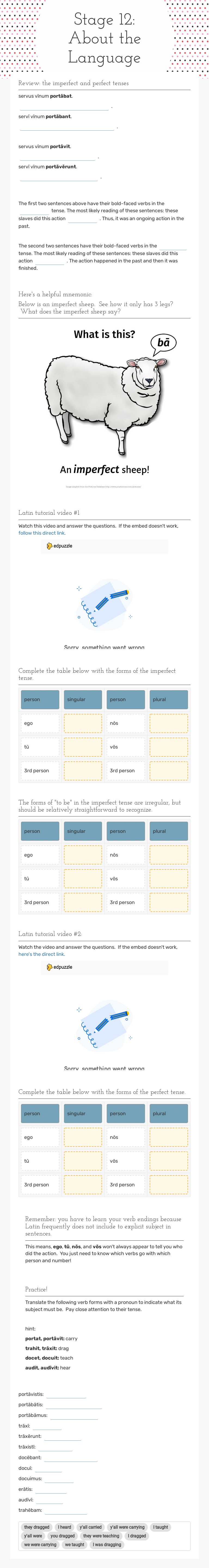 Stage 12: About the Language worksheet preview image