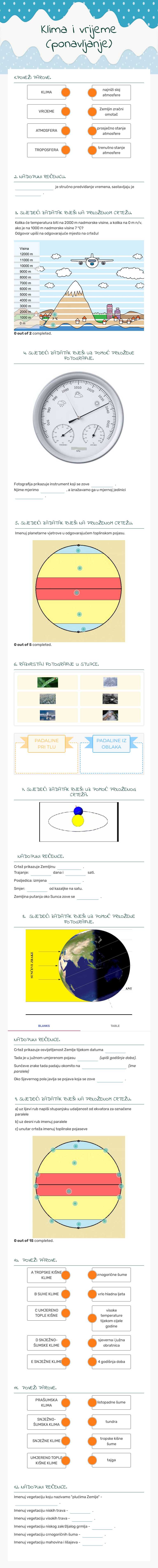 Klima i vrijeme    (ponavljanje) worksheet preview image