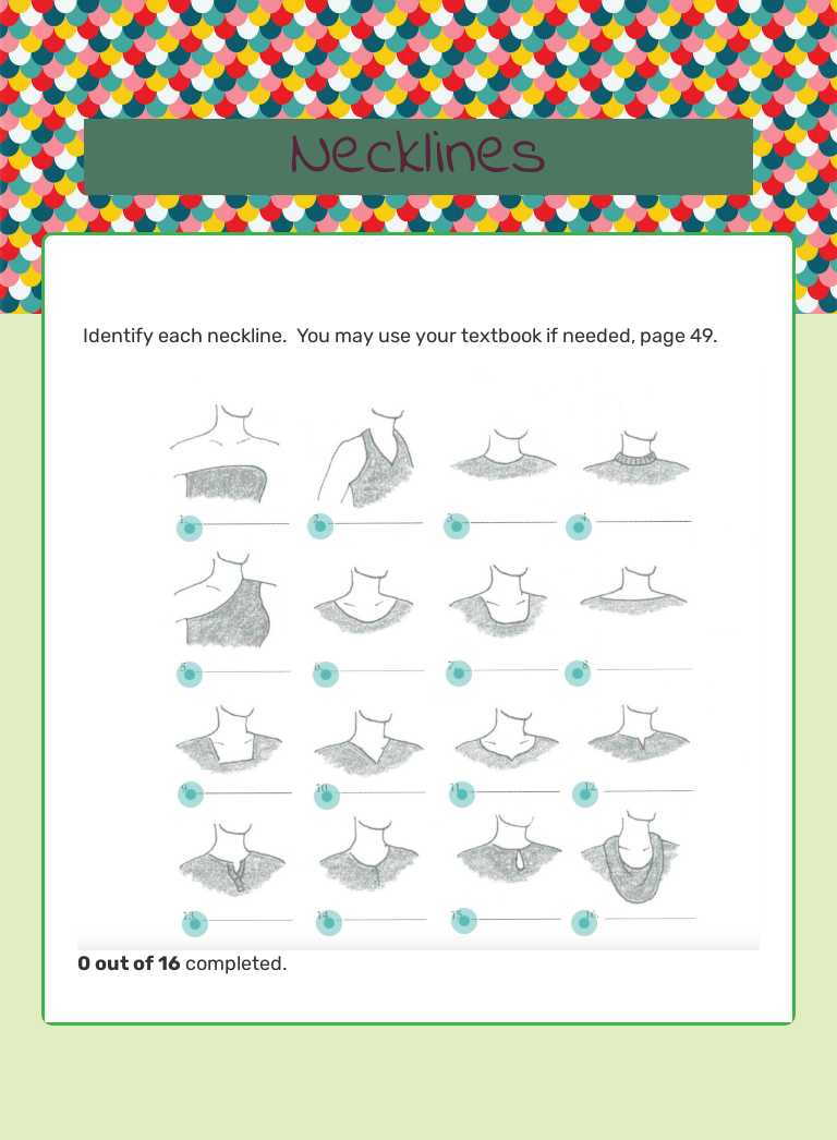Necklines worksheet preview image