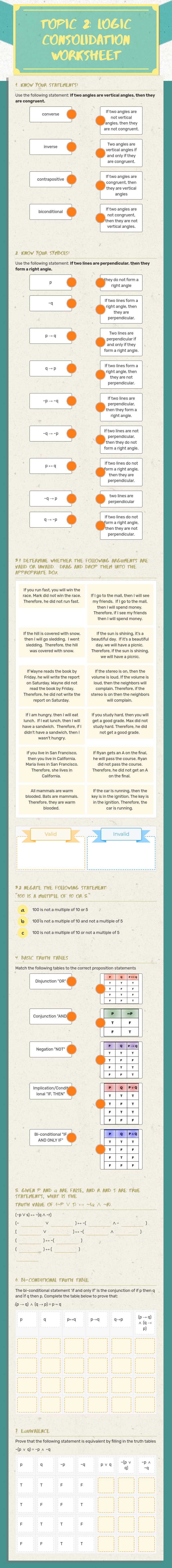 Topic 2: Logic
Consolidation Worksheet worksheet preview image