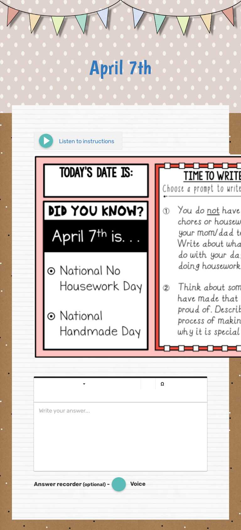 April 7th Grade 3 worksheet preview