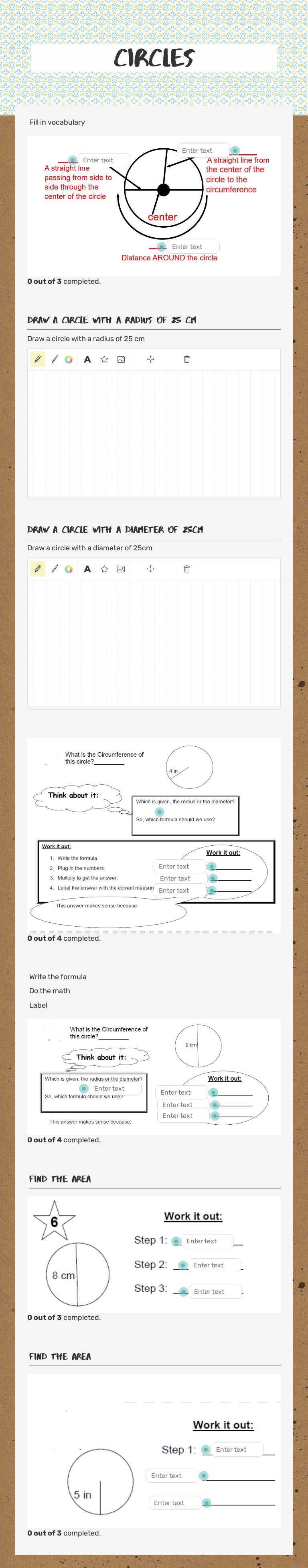 Circles worksheet preview image