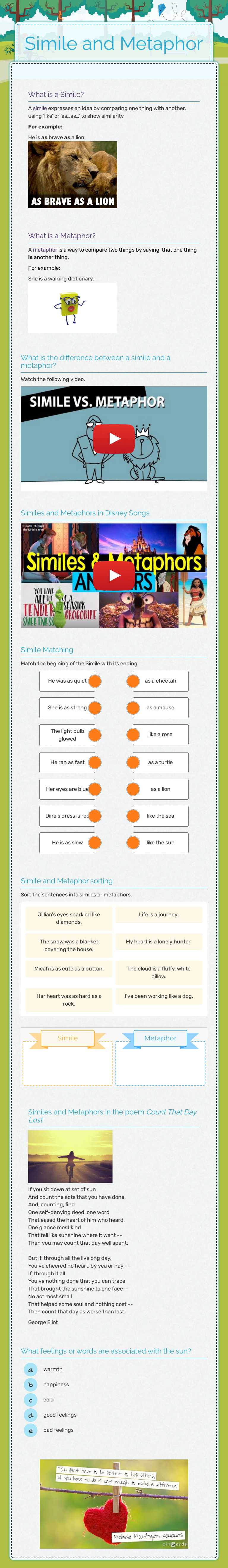Simile 
and 
Metaphor worksheet preview image