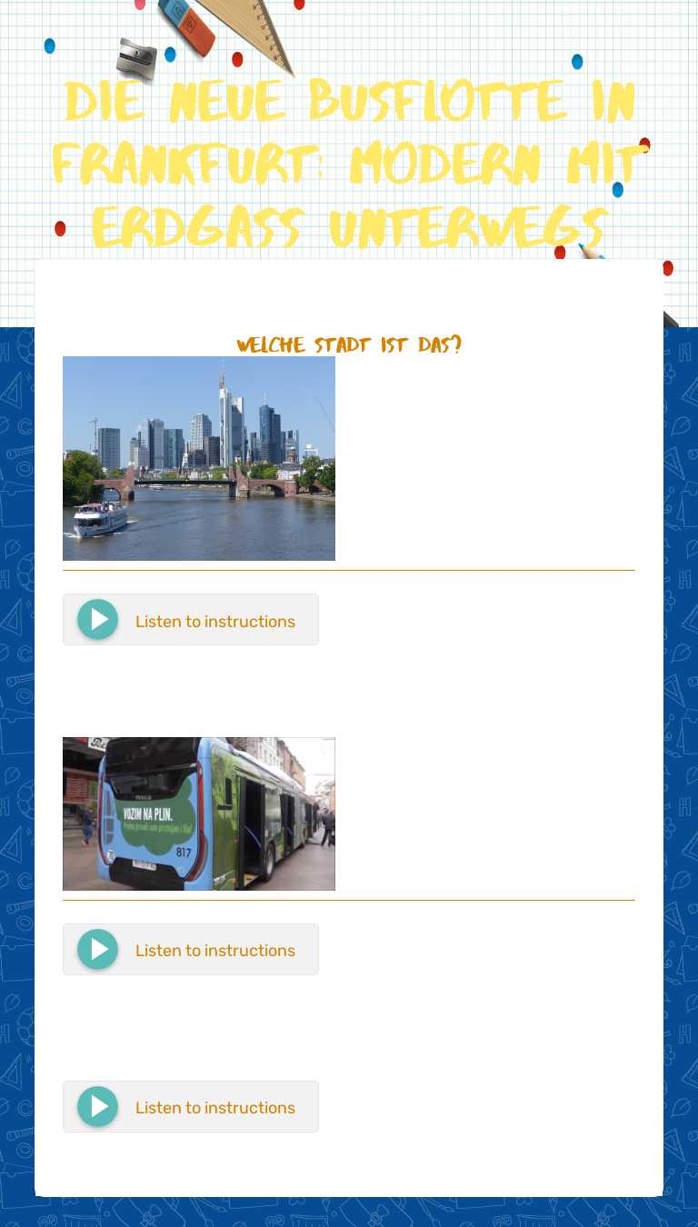 Die neue busflotte in frankfurt: modern mit erdgass unterwegs Grade 10 worksheet preview