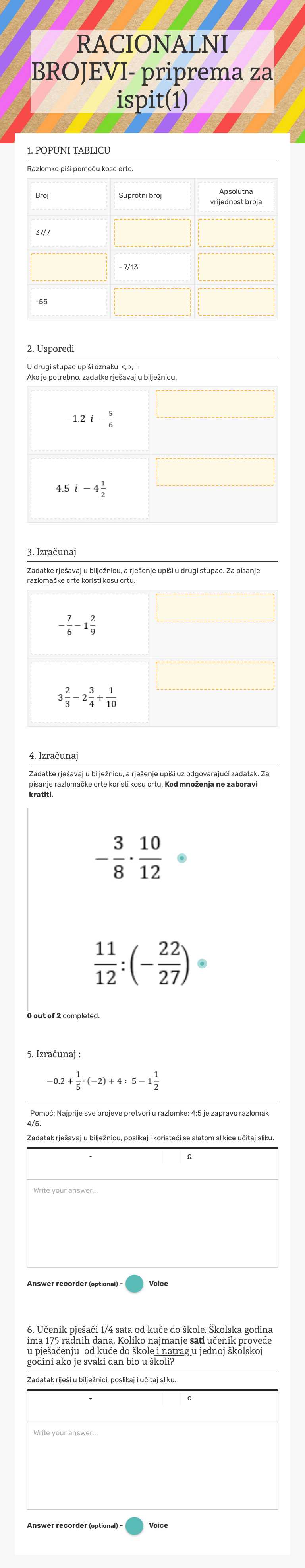 RACIONALNI BROJEVI- priprema za ispit(1) worksheet preview image