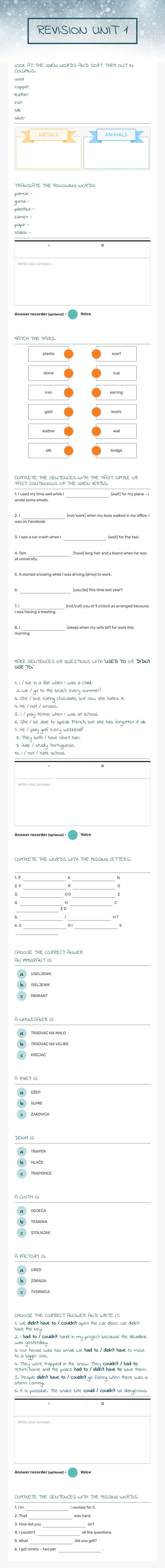 REVISION UNIT 1 worksheet preview image