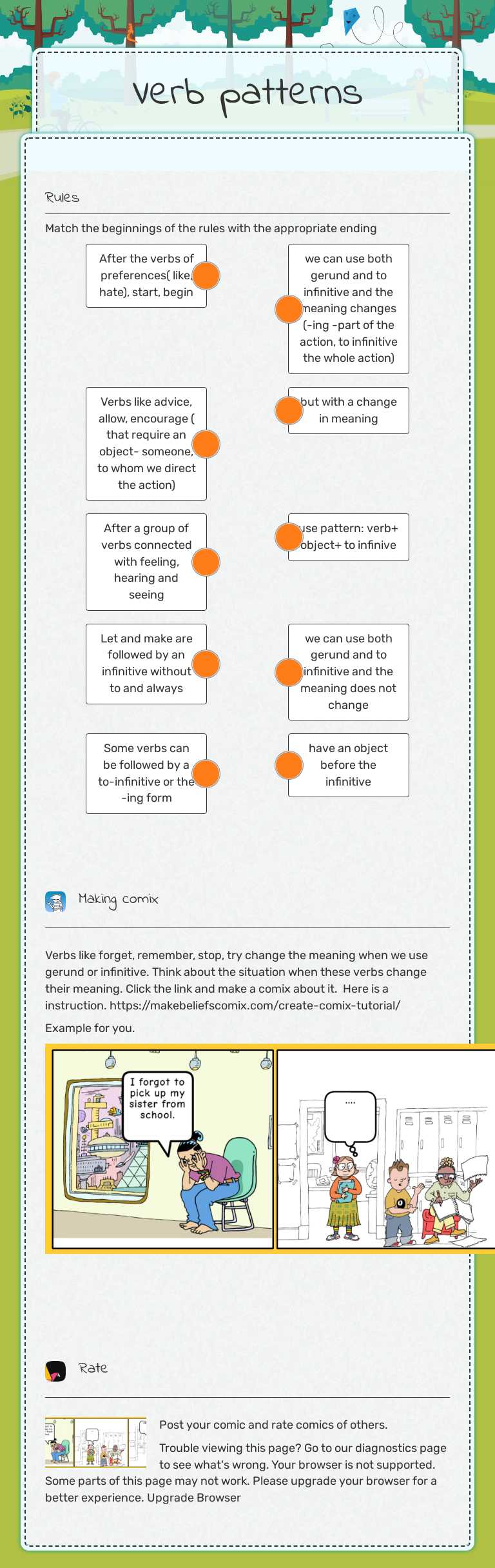 Verb patterns worksheet preview image