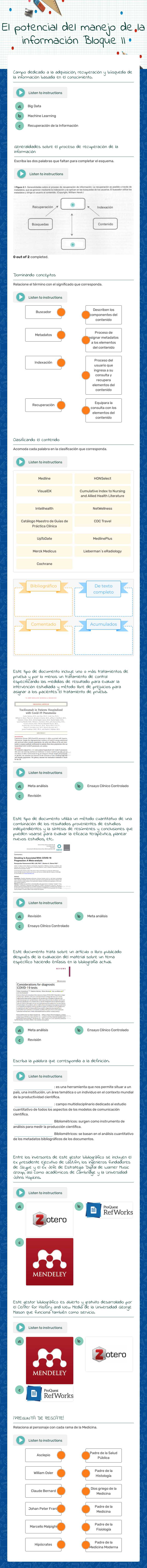El potencial del manejo de la información
Bloque II worksheet preview