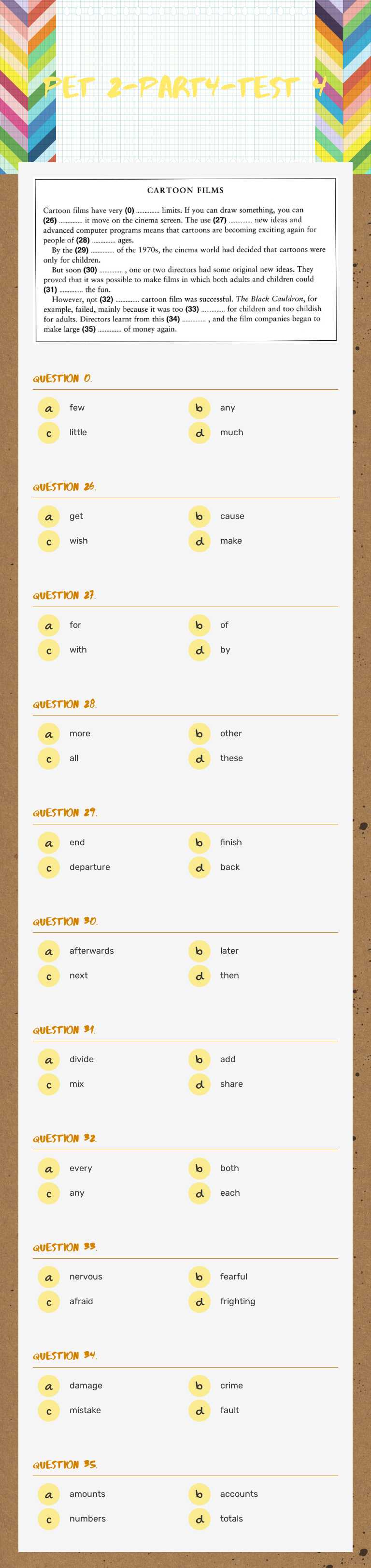 pet 2-part4-test 4 worksheet preview image